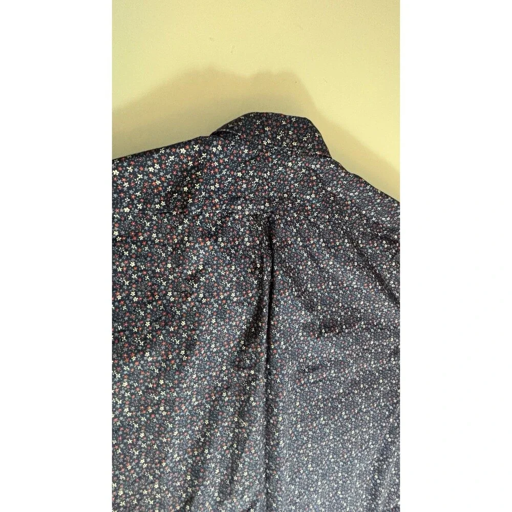 J.Crew Slim Untucked Shirt L Navy Floral Secret Wash Stretch Cotton - Picture 4 of 6